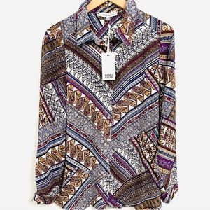 NWT Rose + Olive Paisley Print Blouse